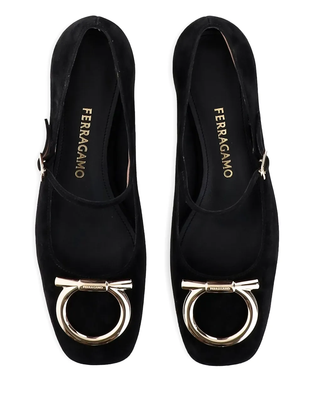 Ferragamo suede Mary Jane ballet flats Black