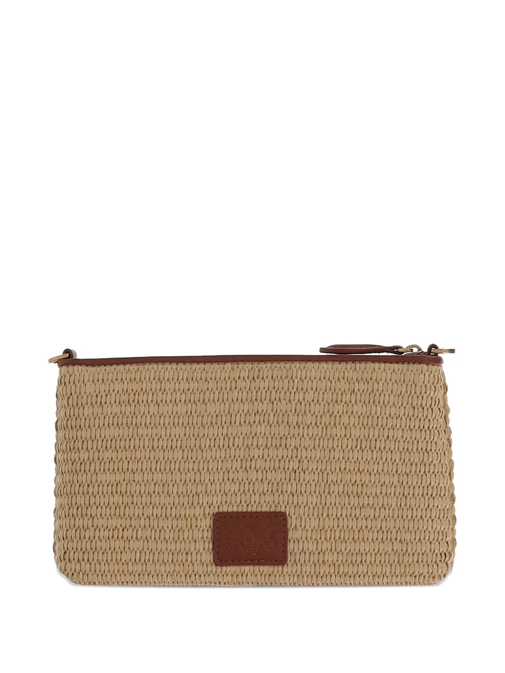 PINKO logo-patch clutch bag - Beige