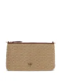 PINKO logo-patch clutch bag - Neutrals