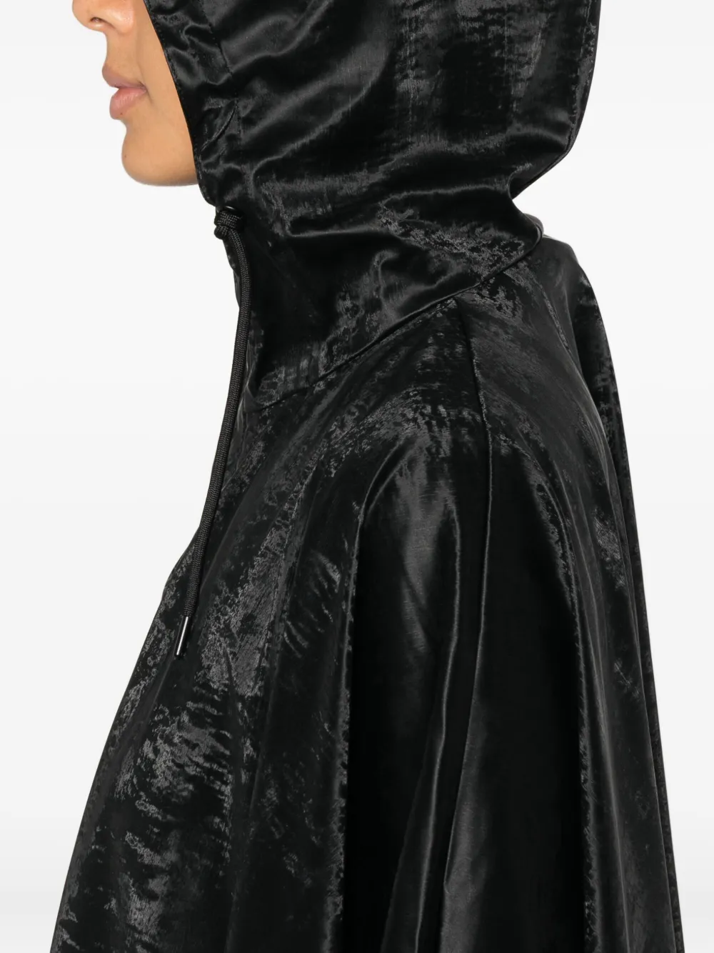 Rains Hooded Buttoned Coat In Black