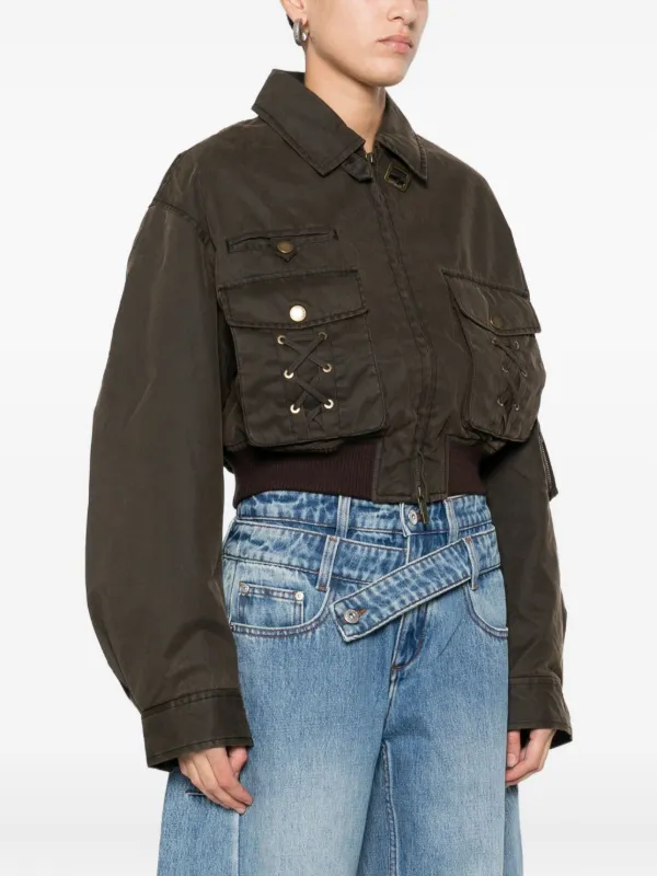 Feng Chen Wang lace-up Pocket Jacket | Brown | FARFETCH GE