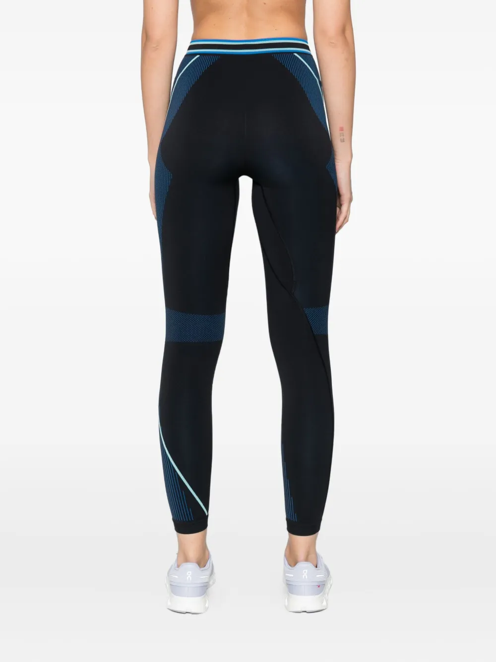 Casablanca Seamless High-waisted Leggings With Ribbed Texture Panels In Blue