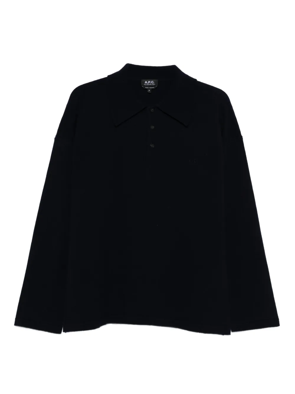 A.P.C. ロングスリーブ ウールポロシャツ - ブルー A.P.C. ロングスリーブ ウールポロシャツ - ブルー