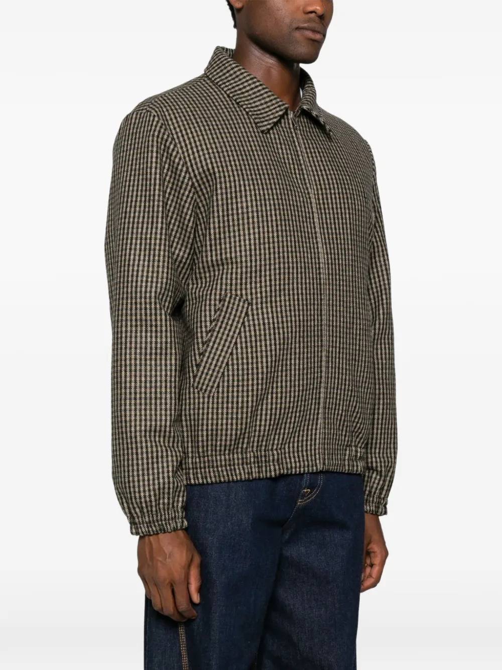 A.p.c. Houndstooth Zip Shirt Jacket - Brown 