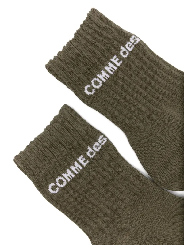 Comme Des Garçons Homme Plus ロゴ リブ 靴下 | グリーン | FARFETCH JP