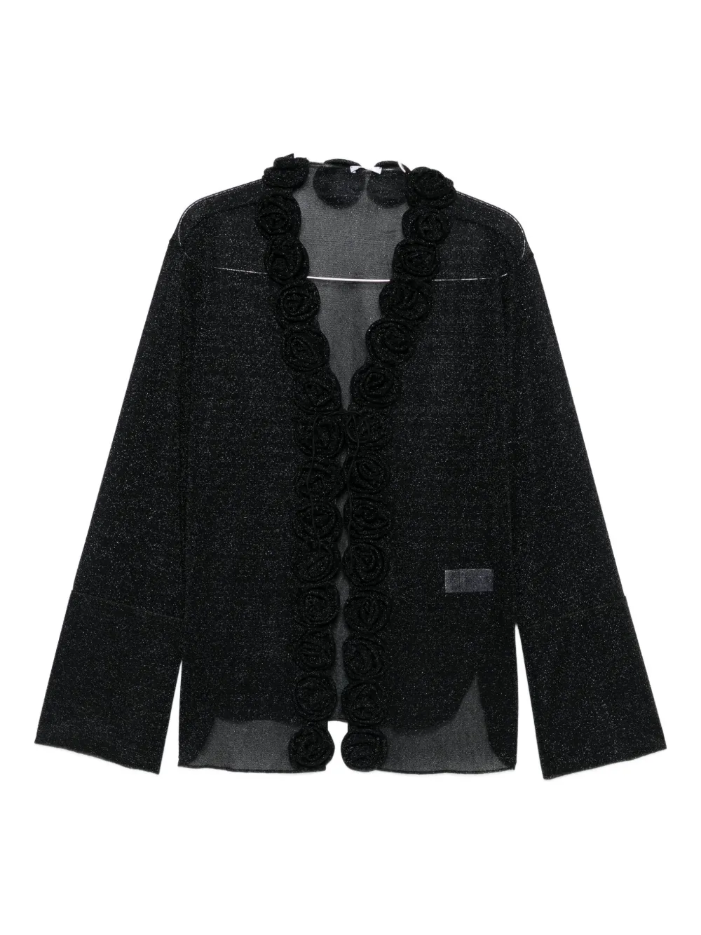 Oséree rose-embellished glitter-detail blouse - Nero