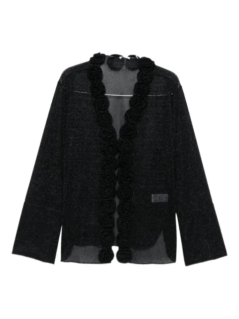 Oséree rose-embellished glitter-detail blouse