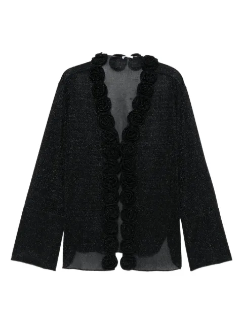 Oséree rose-embellished glitter-detail blouse