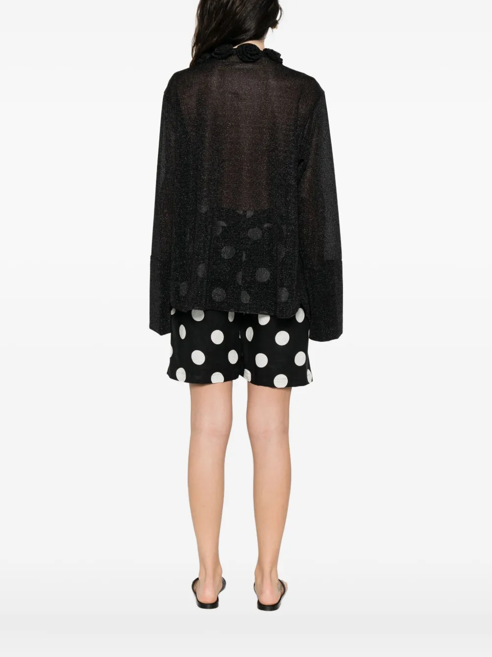 Oséree Blouse verfraaid met rozen en glitter Zwart