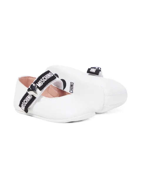 Moschino Kids heart-detail ribbon ballerina shoes