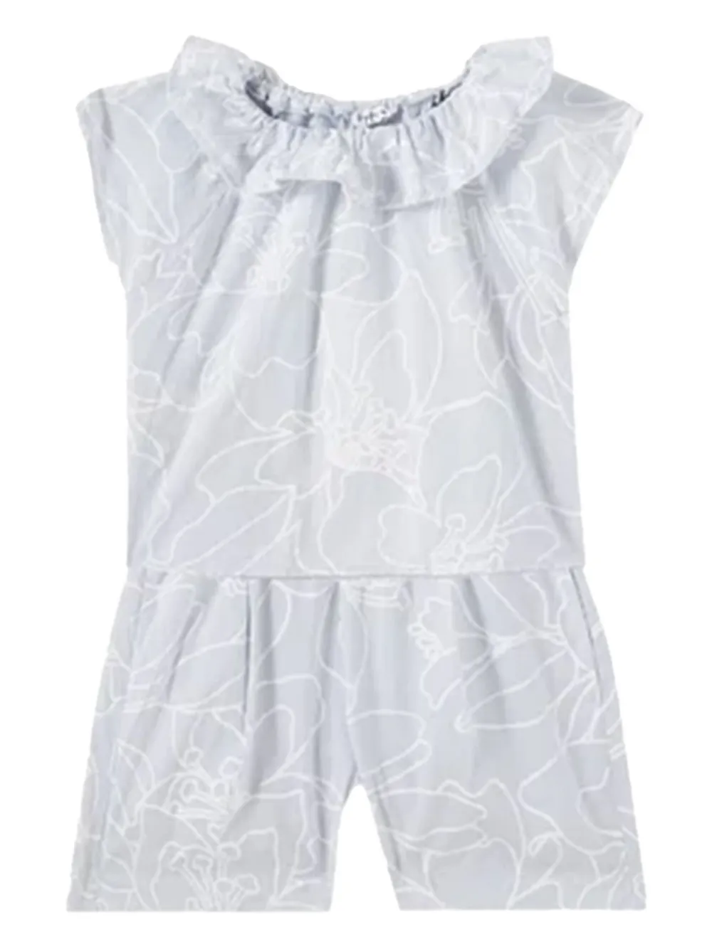 Il Gufo ruffled floral-print shorts set Blauw