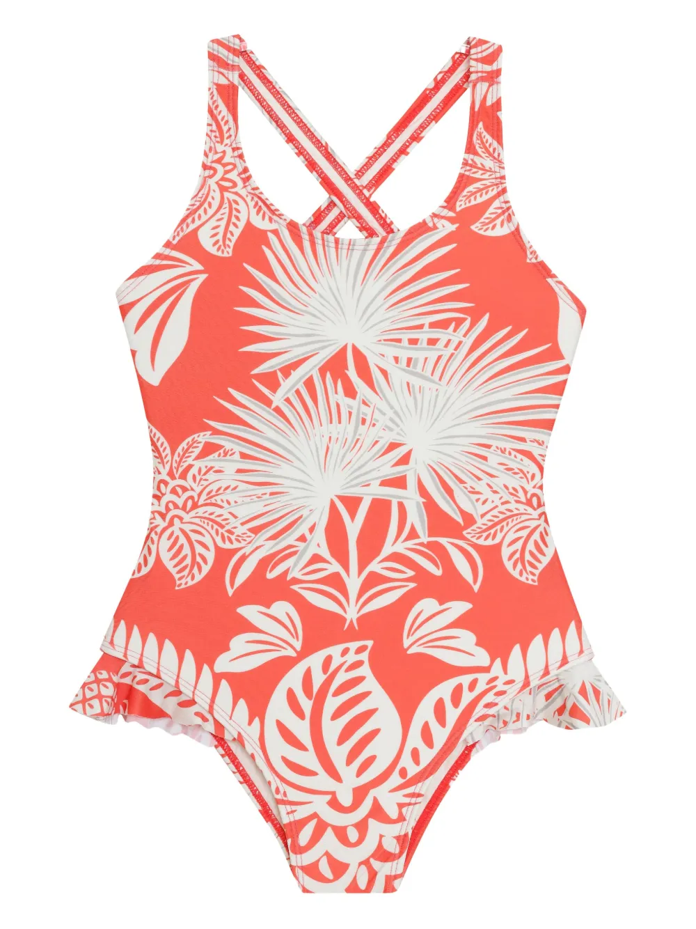 Lygia & Nanny Lore ruffled floral swimsuit Oranje