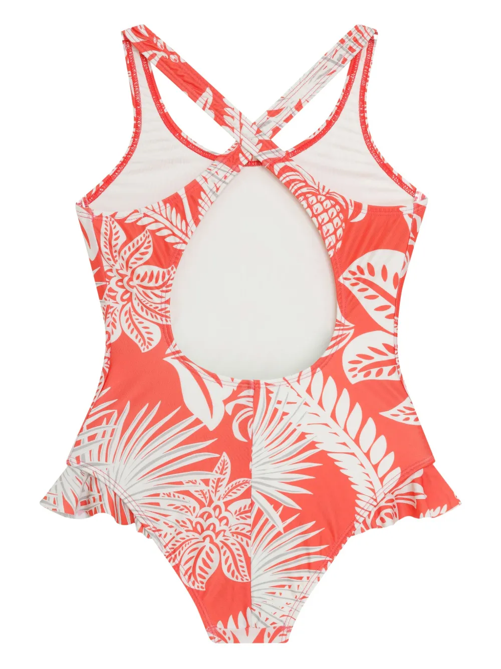 Lygia & Nanny Lore ruffled floral swimsuit Oranje