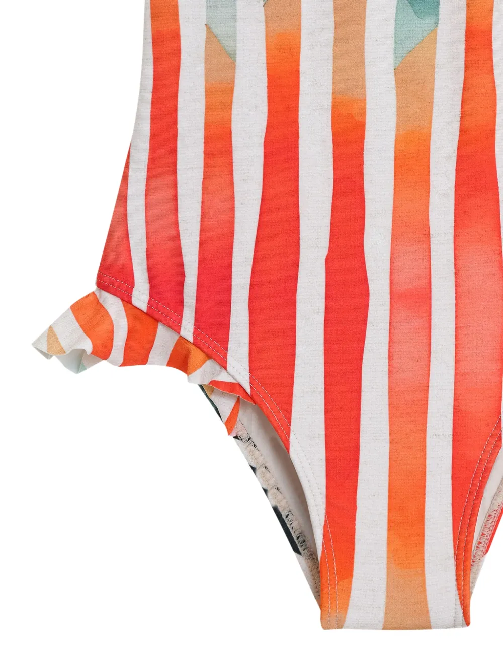 Lygia & Nanny Lore gestreept badpak met ruches Oranje