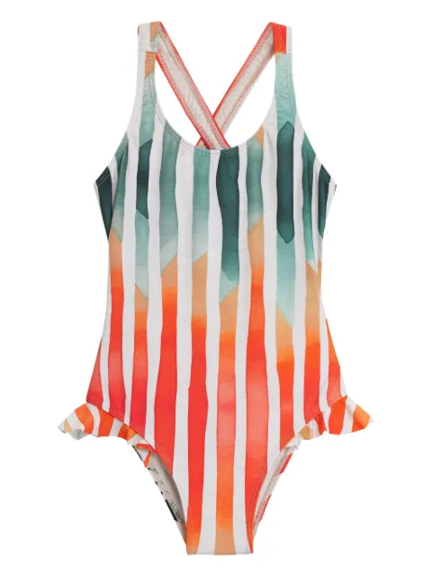 Lygia & Nanny Lore stripe-print ruffled swimsuit