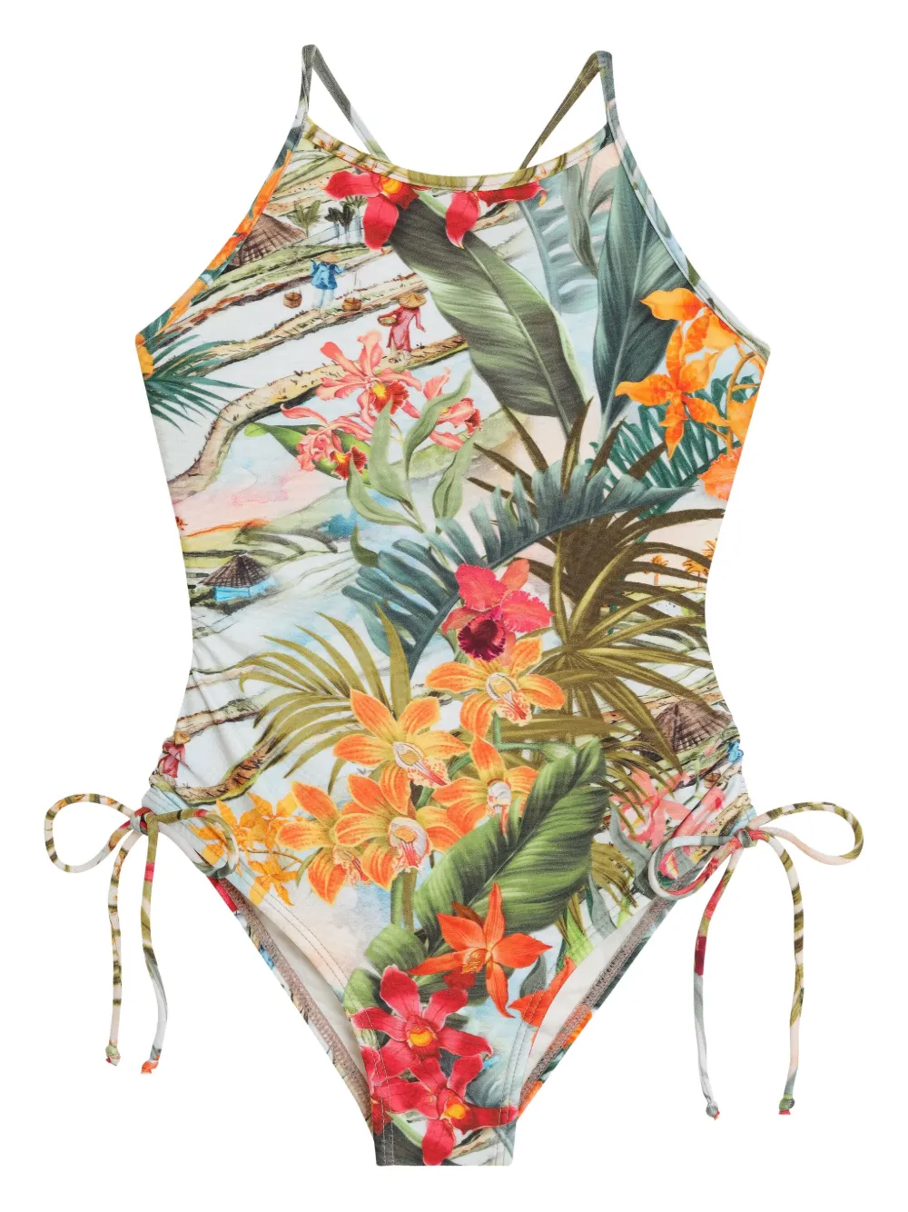 Lygia & Nanny Sally badpak met bloe print Groen