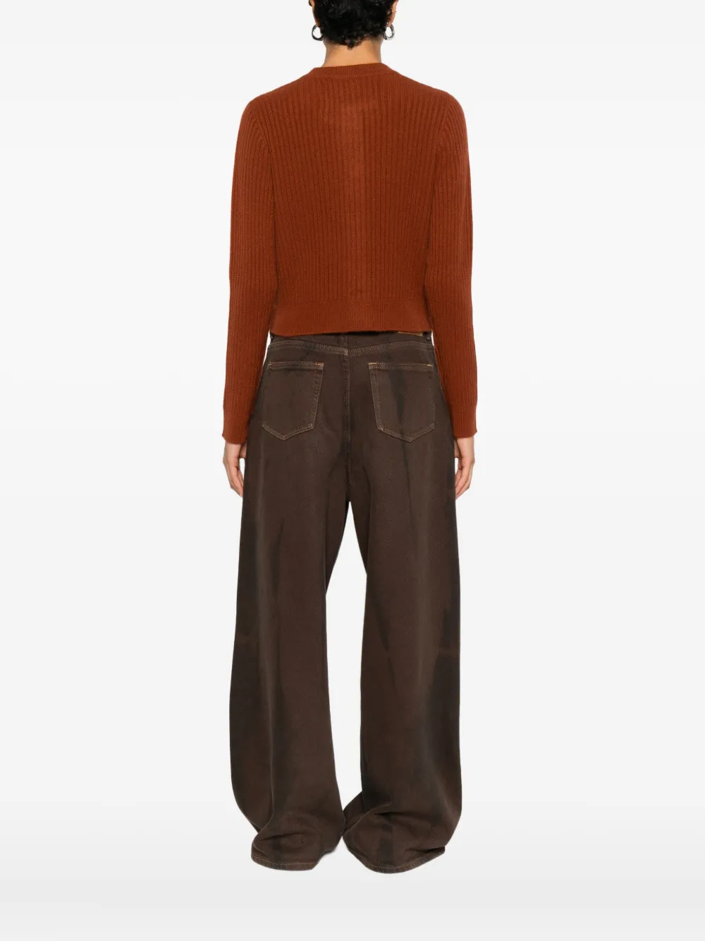 Gotha Ribbed Cardigan In Brown