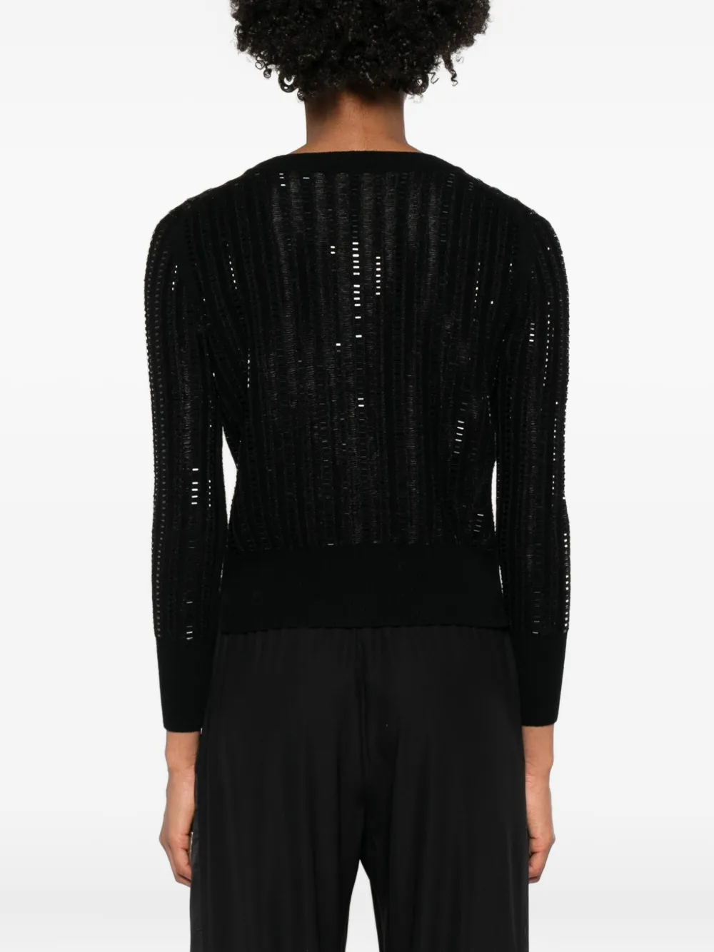 Ermanno Scervino Sequin-embellished Ribbed Cardigan In Black