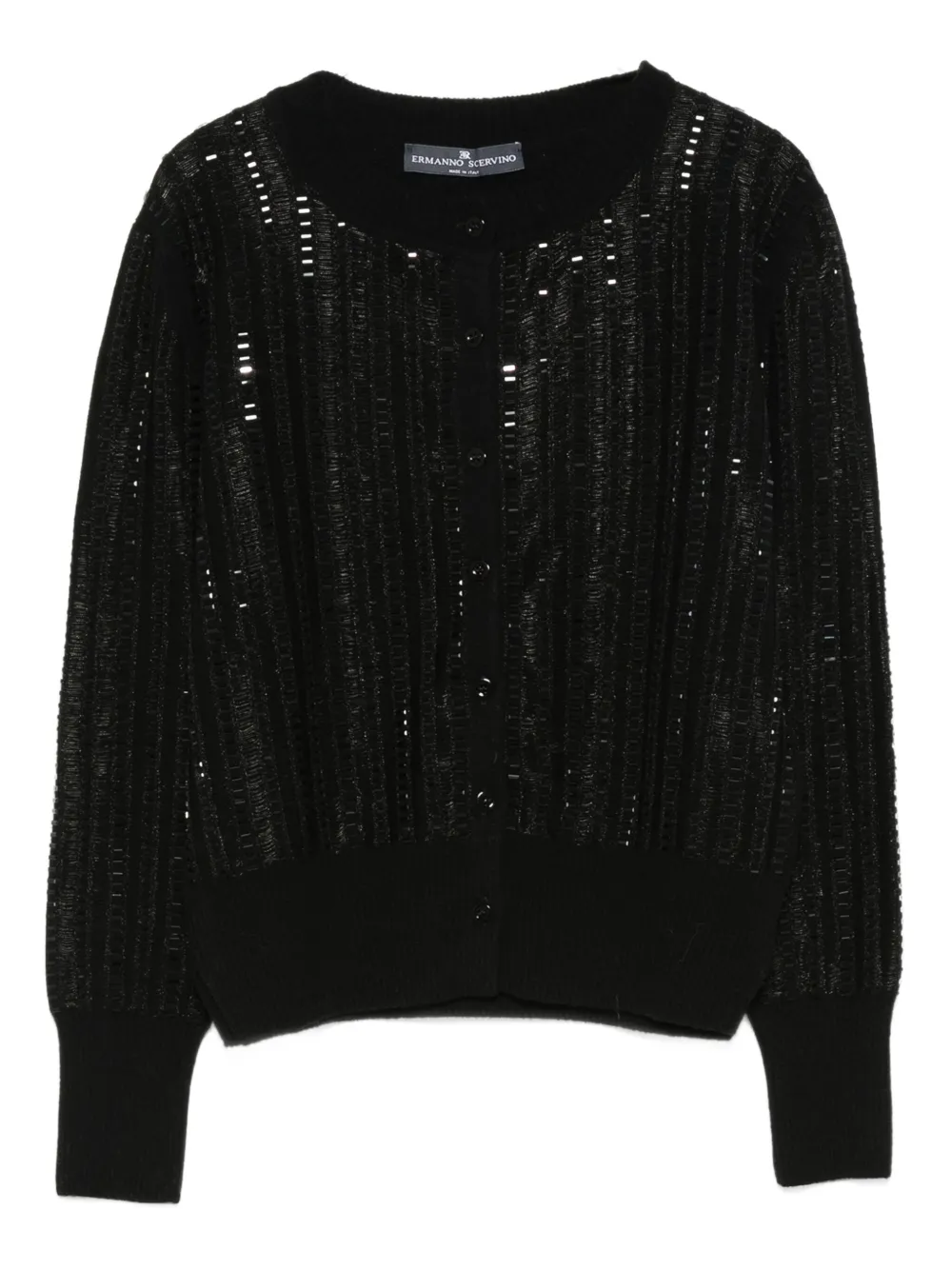 Ermanno Scervino sequin-embellished ribbed cardigan | Black | Image 1