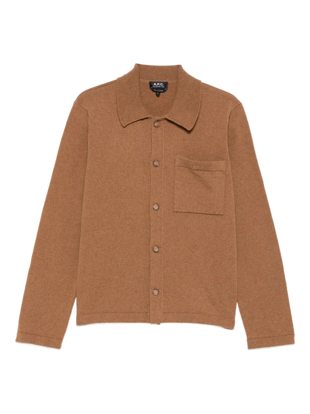 A.P.C. buttoned patch-pocket cardigan Bruin