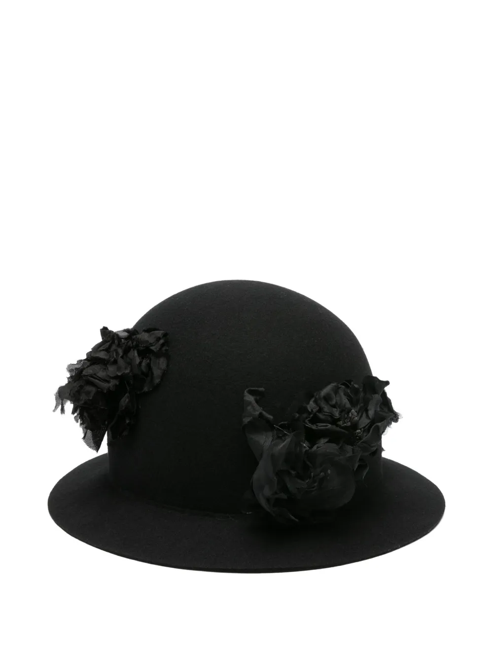 Comme des Garçons Homme Plus Zonnehoed met bloemenapplicatie - Zwart