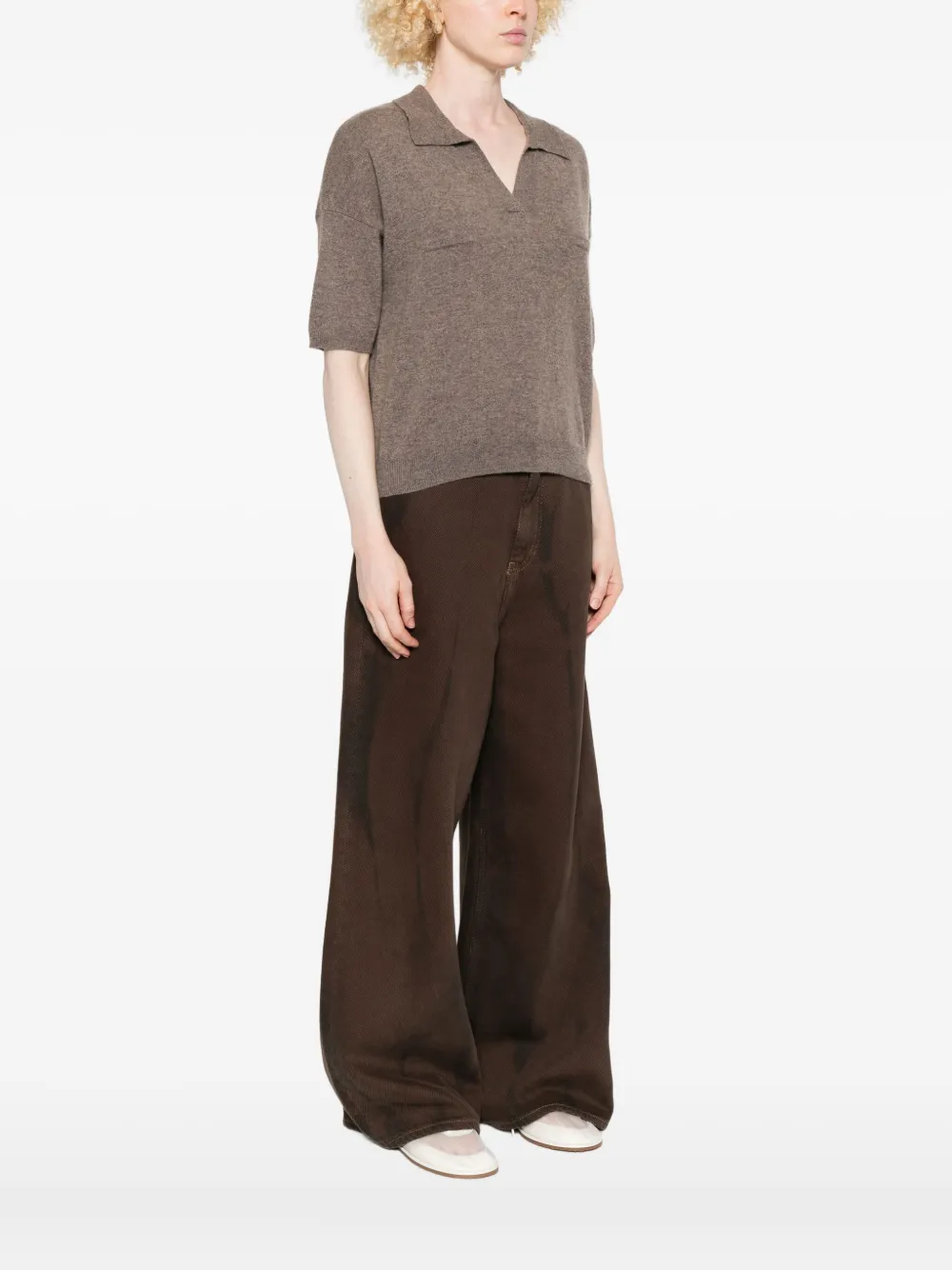 Gotha Short-sleeved Polo Top In Brown