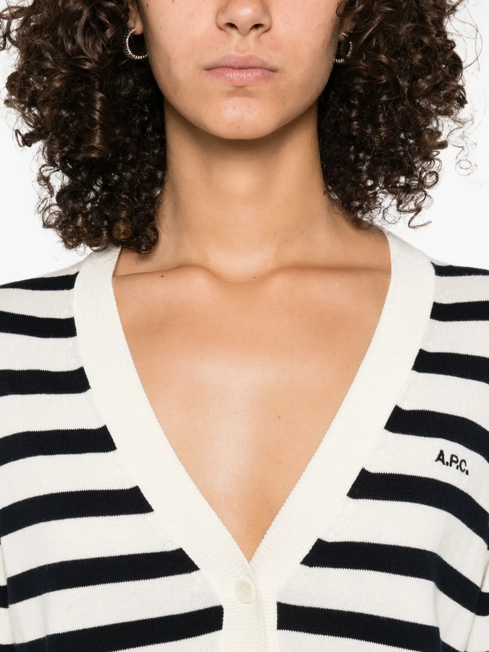 A.P.C. Gaëlle gestreept vest met knopen Wit