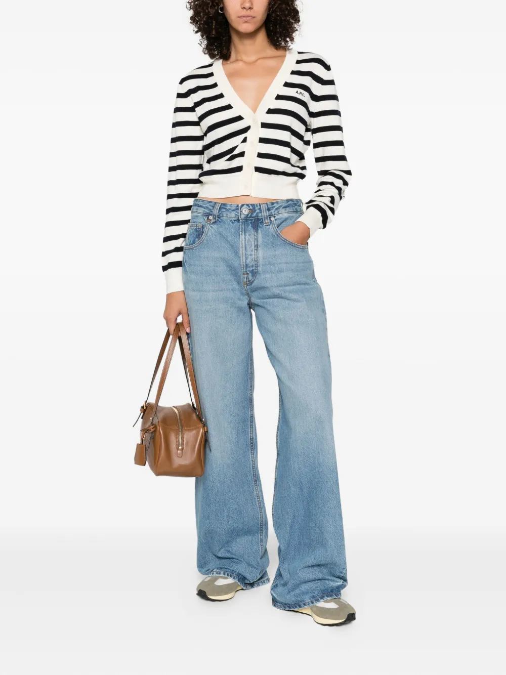 A.P.C. Gaëlle gestreept vest met knopen Wit