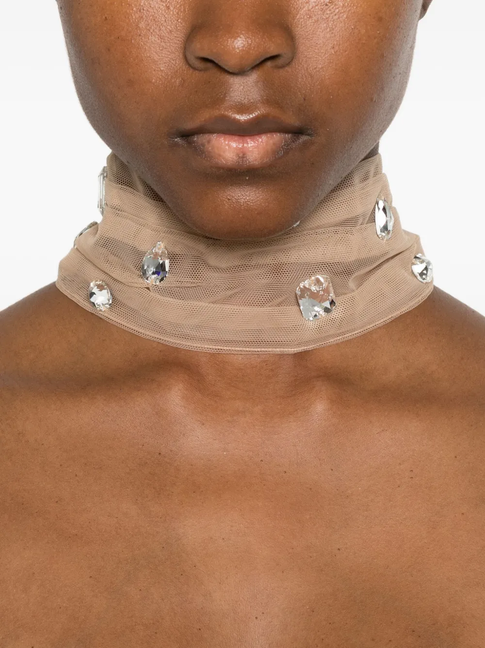David Koma crystal-embellished choker necklace - Beige