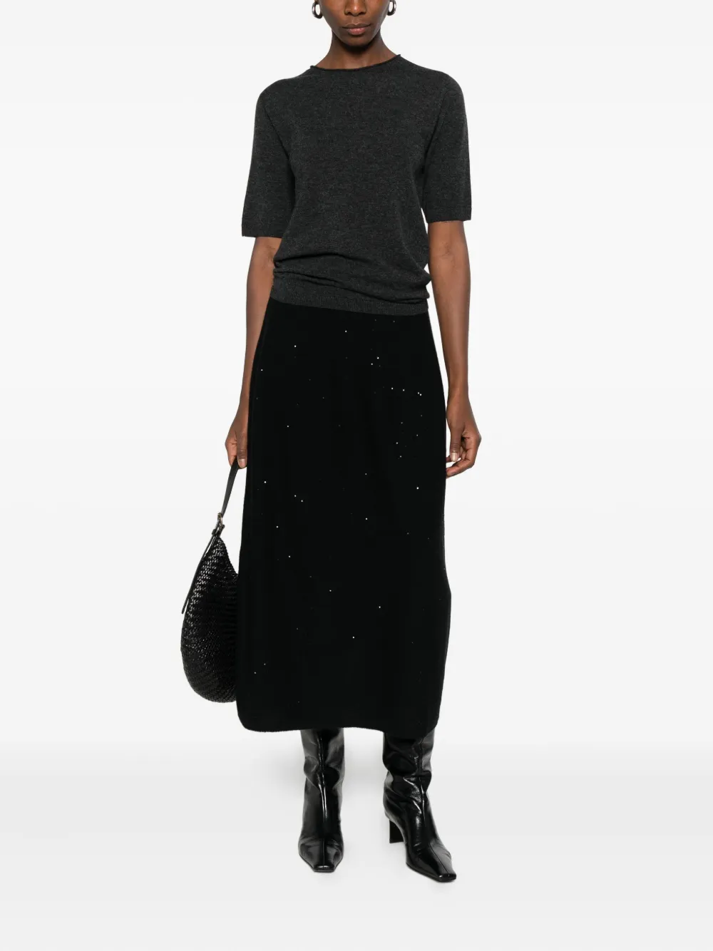 Antonelli Giunia sequinned maxi skirt - Zwart