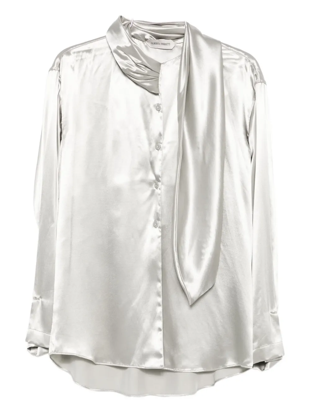 Alberta Ferretti satin tie-neck shirt Grijs