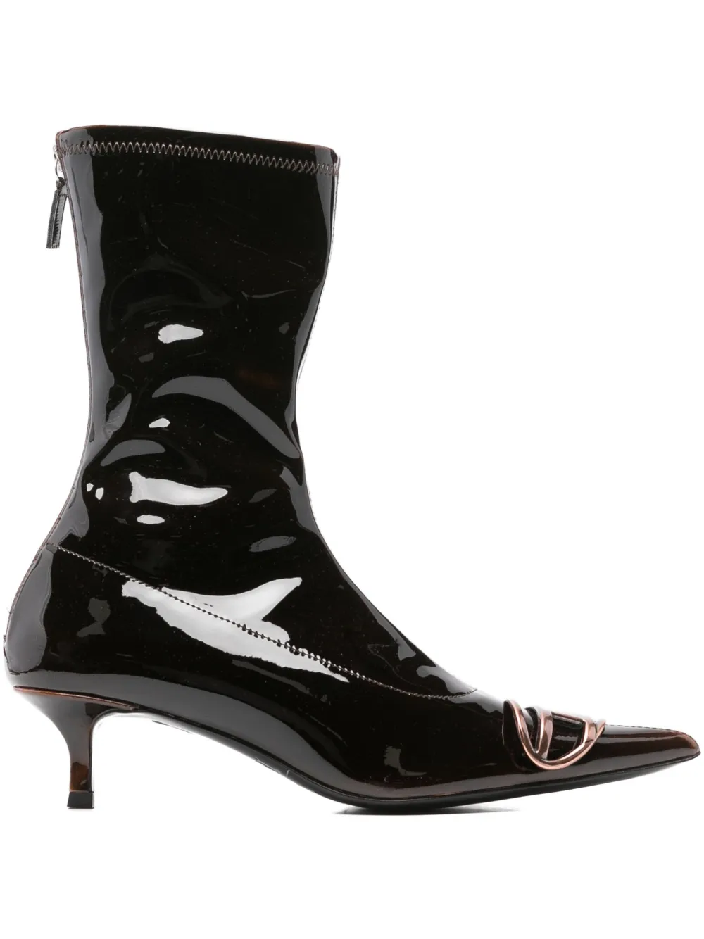 Diesel logo-plaque heeled boots Rood