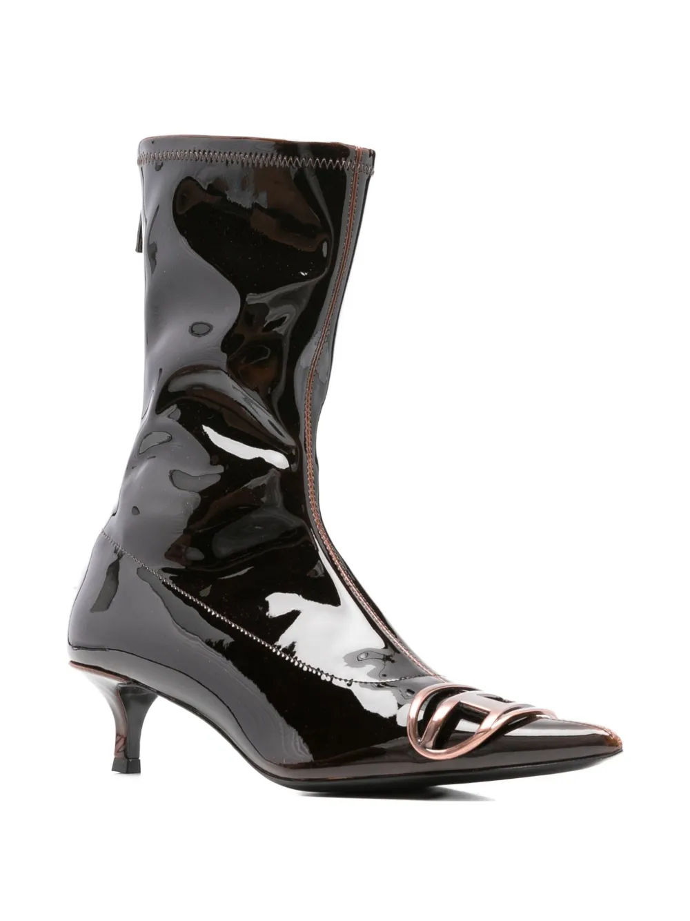 Diesel logo-plaque heeled boots Rood