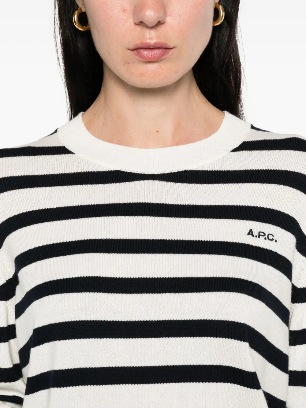 A.P.C. Josepha gestreepte trui met ronde hals Wit