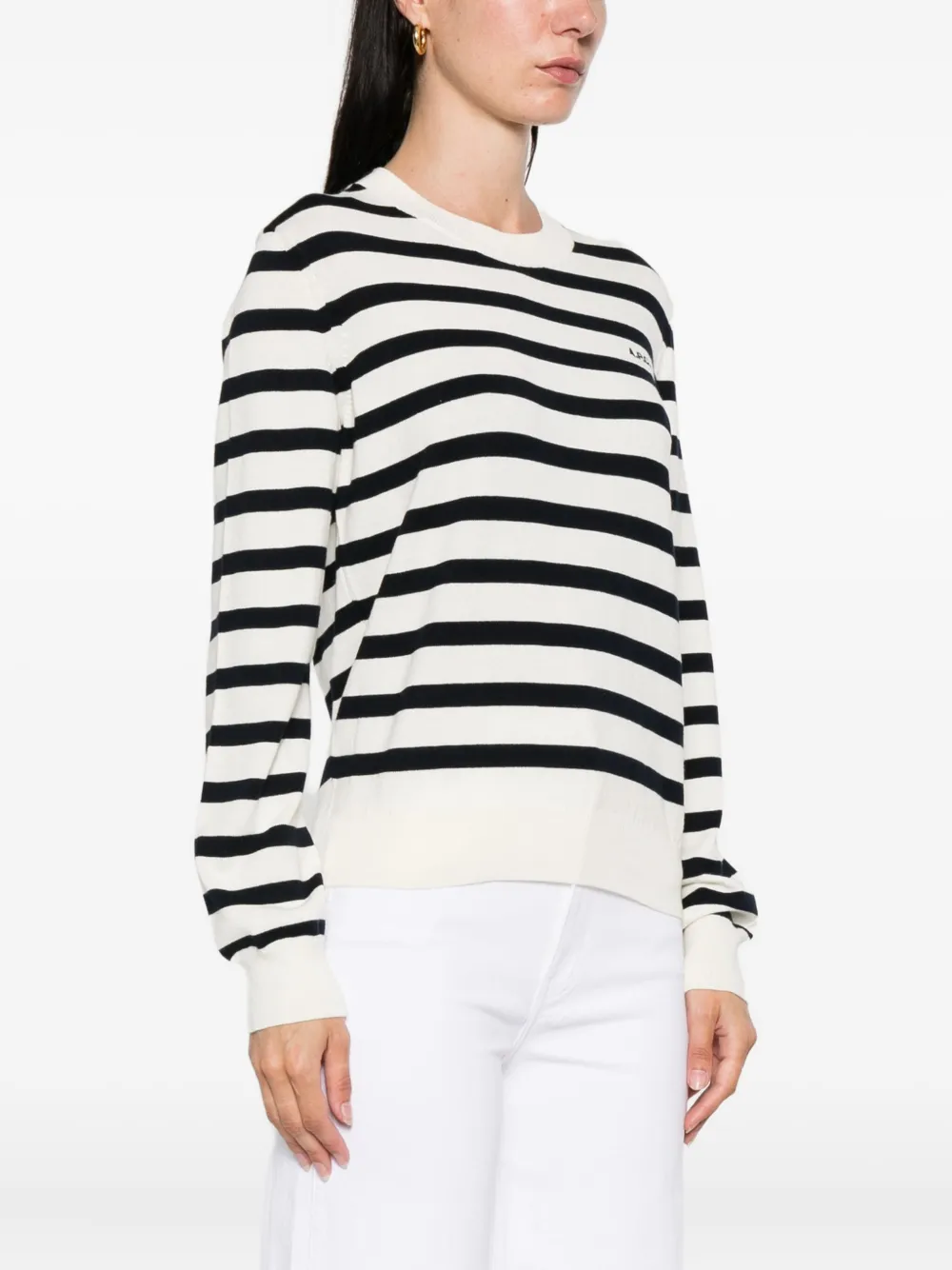 A.P.C. Josepha gestreepte trui met ronde hals Wit