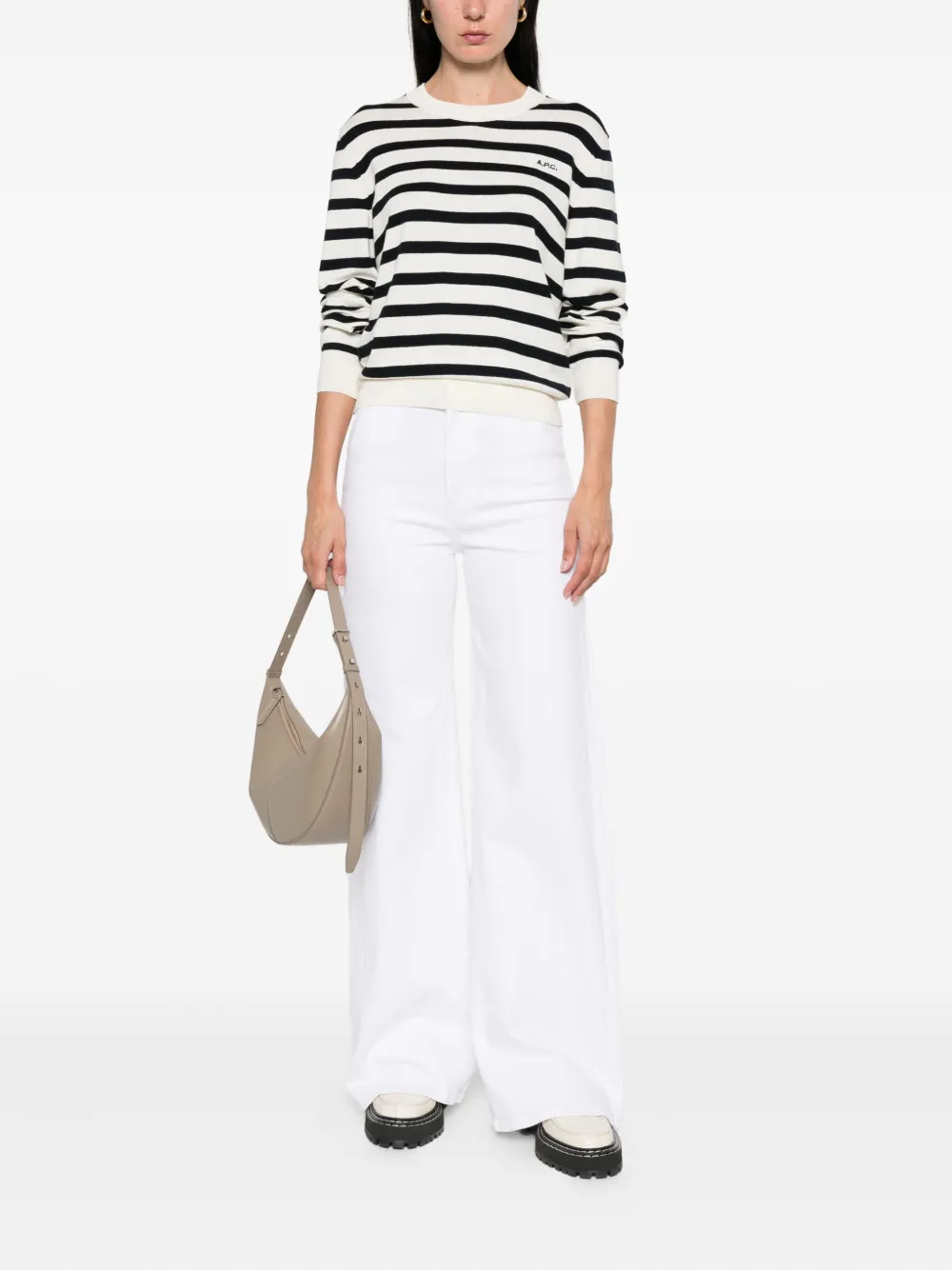 A.P.C. Josepha gestreepte trui met ronde hals Wit