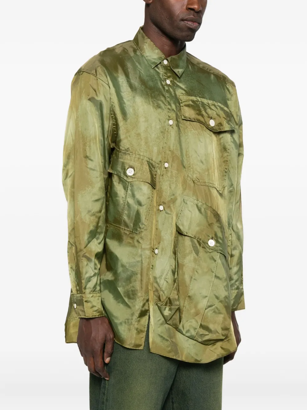 Comme des Garçons Homme Plus Overhemd met meerdere zakken Groen