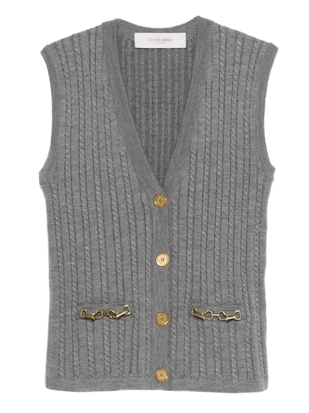 Golden Goose cable-knit chain-detail vest | Grey | Image 1