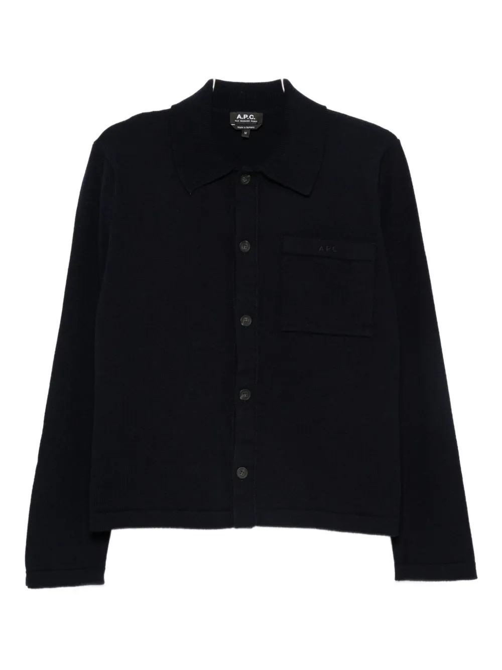 A.P.C. polo-neck buttoned cardigan Blauw