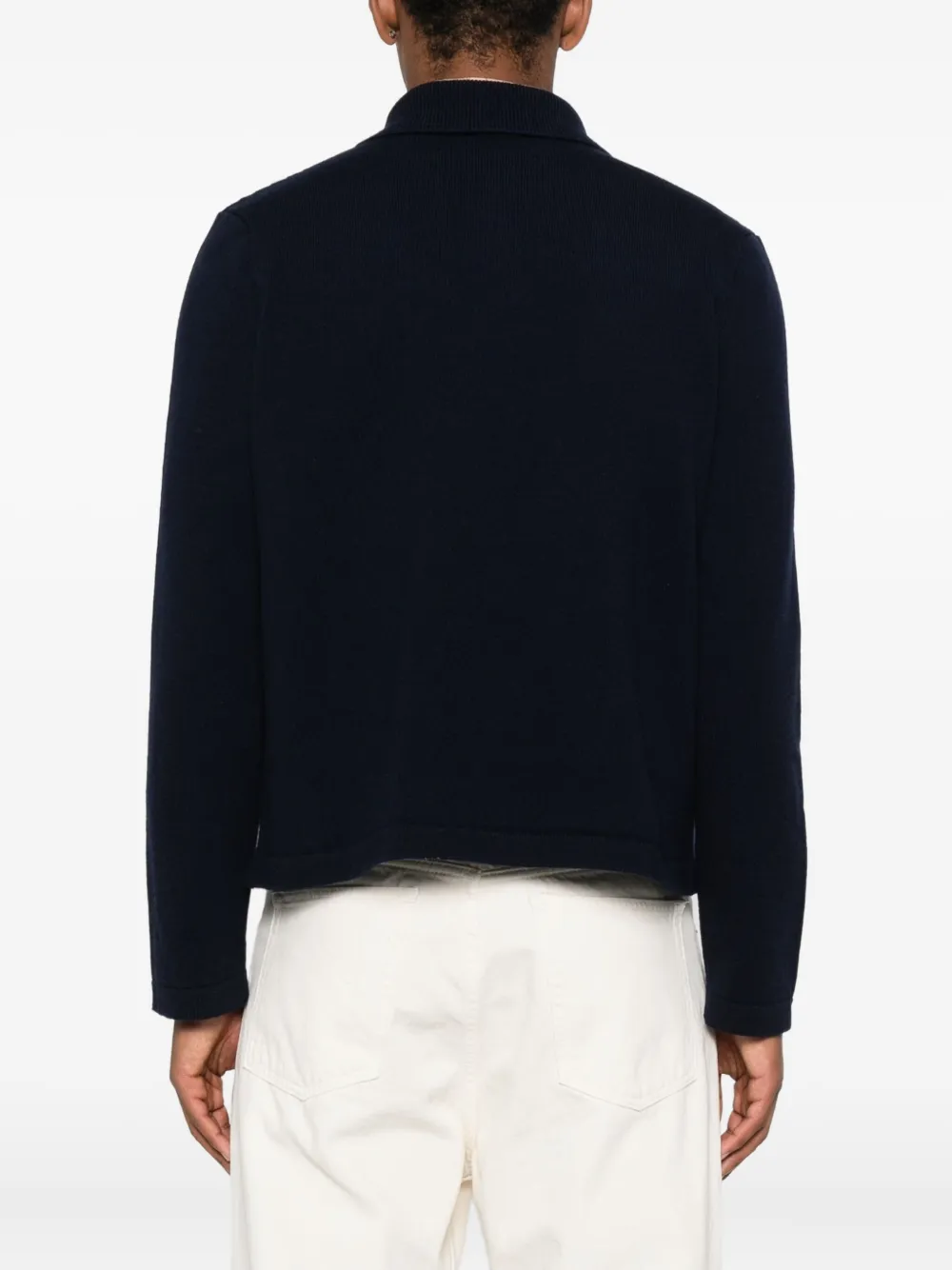 A.P.C. polo-neck buttoned cardigan Blauw