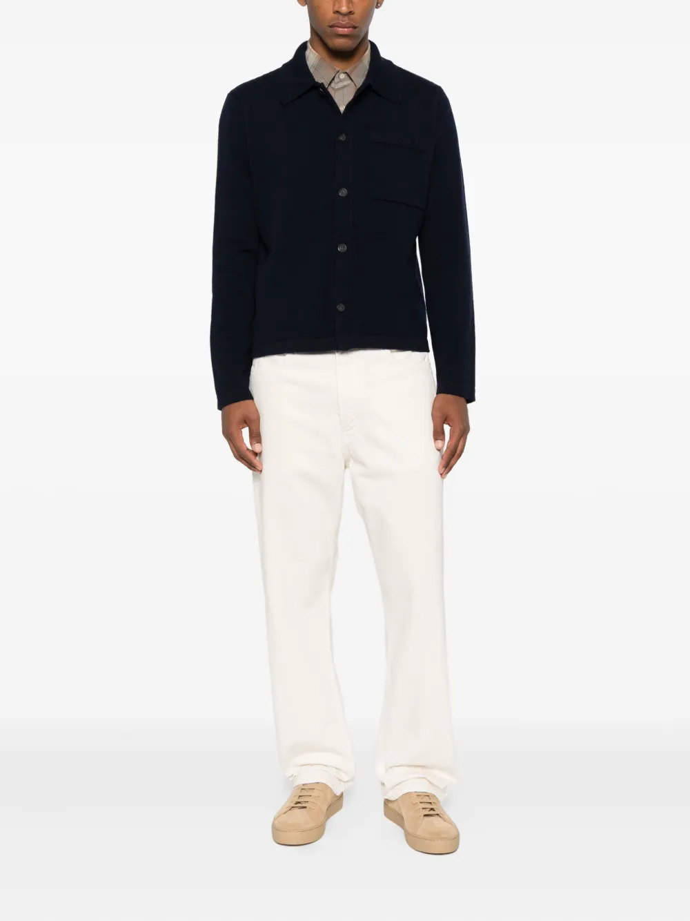 A.P.C. polo-neck buttoned cardigan Blauw