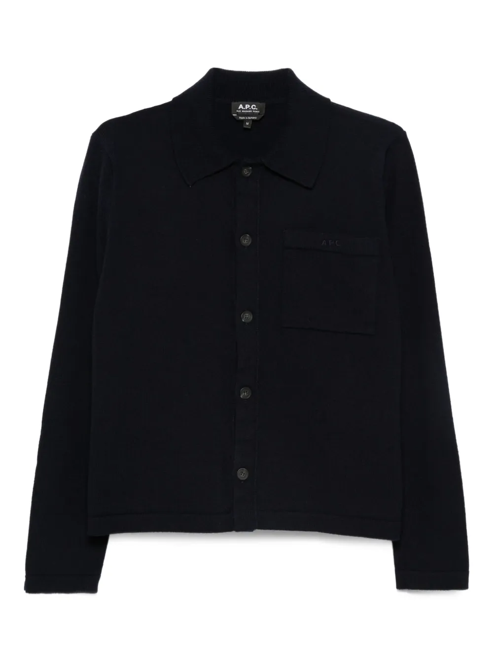 A.P.C. polo-neck buttoned cardigan Blauw