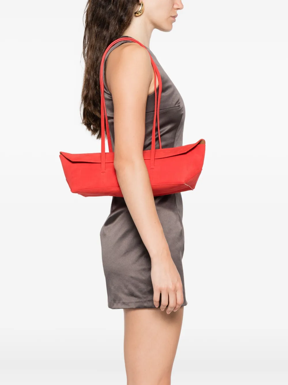 Christopher Esber Flap suede tote bag - Rood