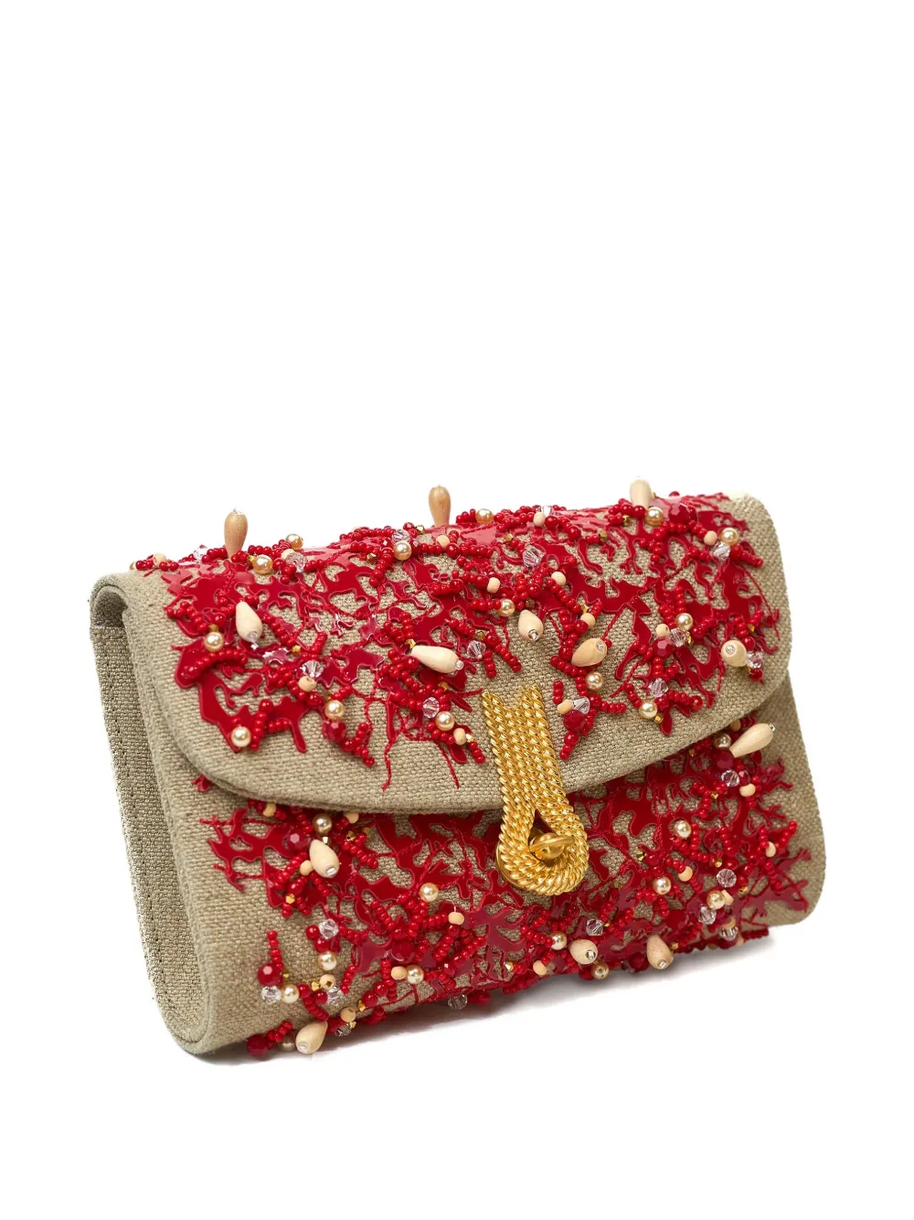 Amato daniele Queen 3D Corals clutch bag - Beige