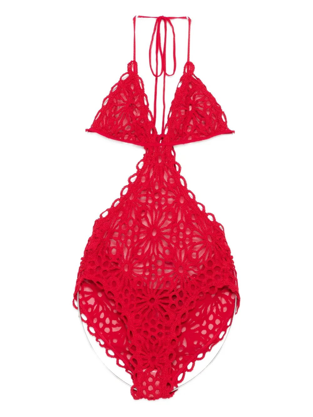 Norma Kamali Floral-lace Swimsuit In Red