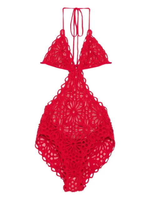 Norma Kamali floral-lace swimsuit