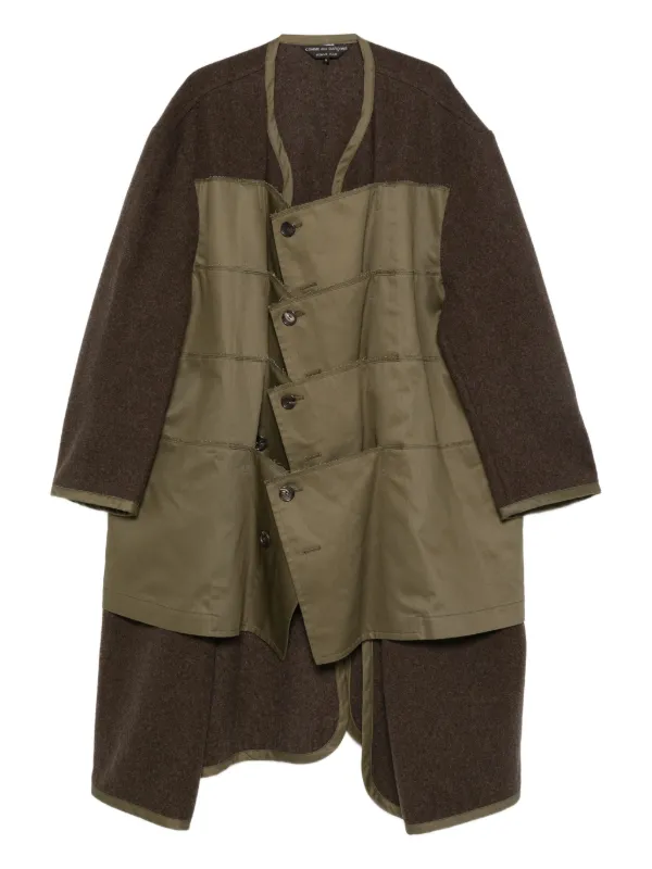 ジャケット・アウター COMME des GARCONS HOMME PLUS p coat Comme Des Garçons Homme Plus Panelled Coat | Green | FARFETCH JO