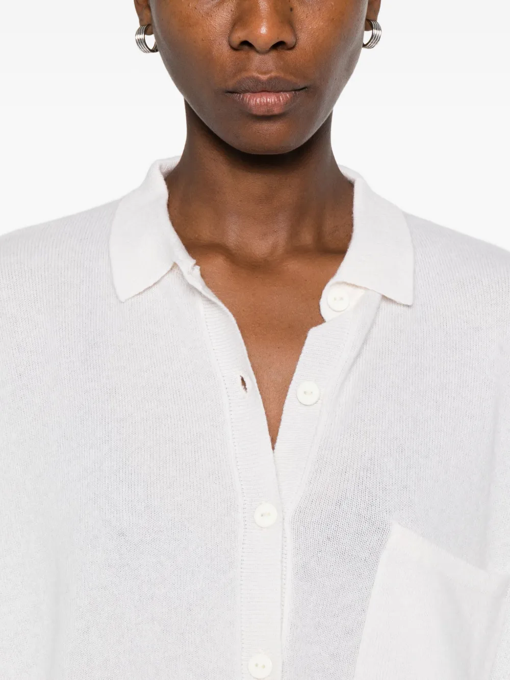 Gotha Ribbed-cuff Buttoned Cardigan In White