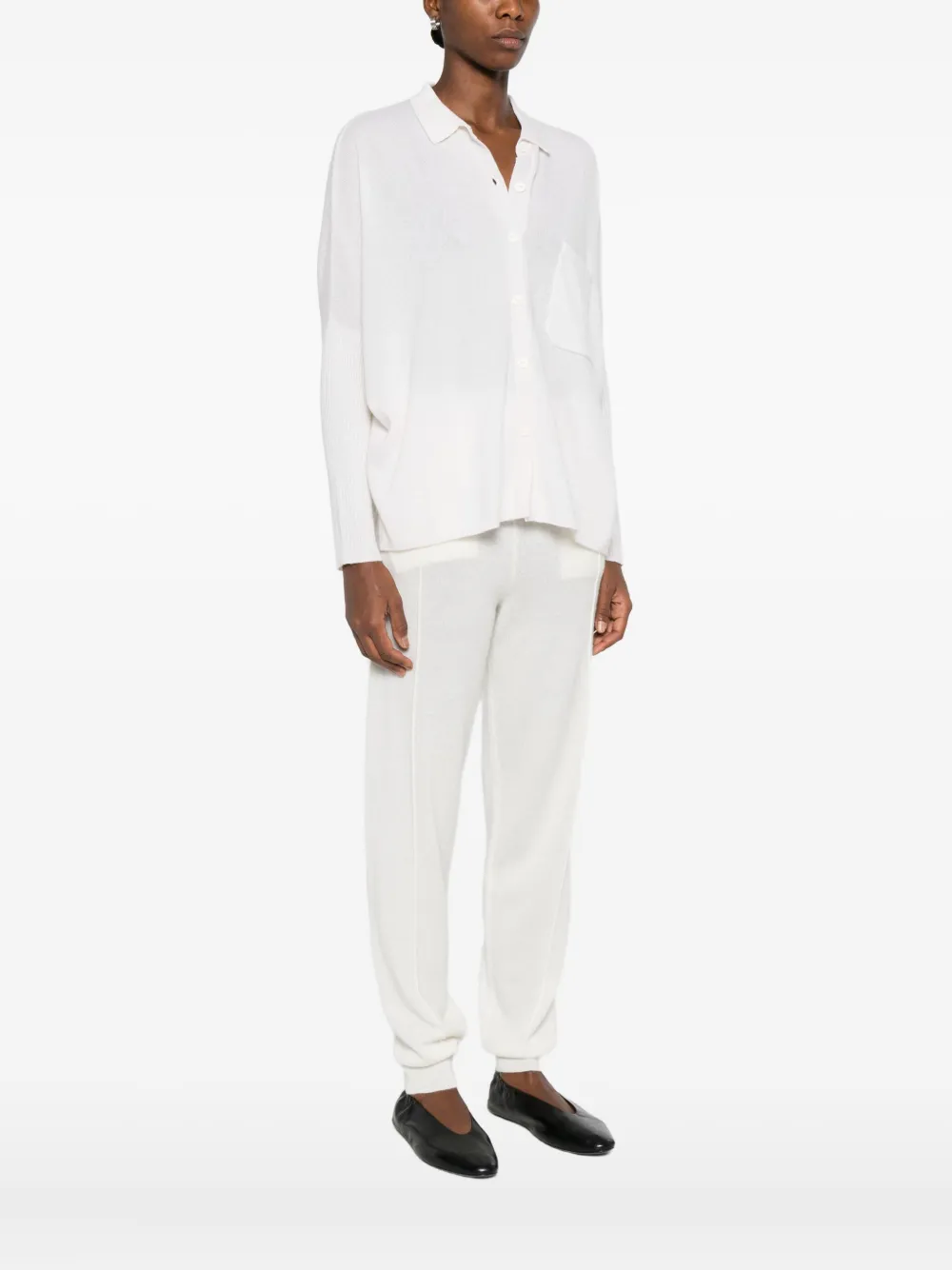 Gotha Ribbed-cuff Buttoned Cardigan In White