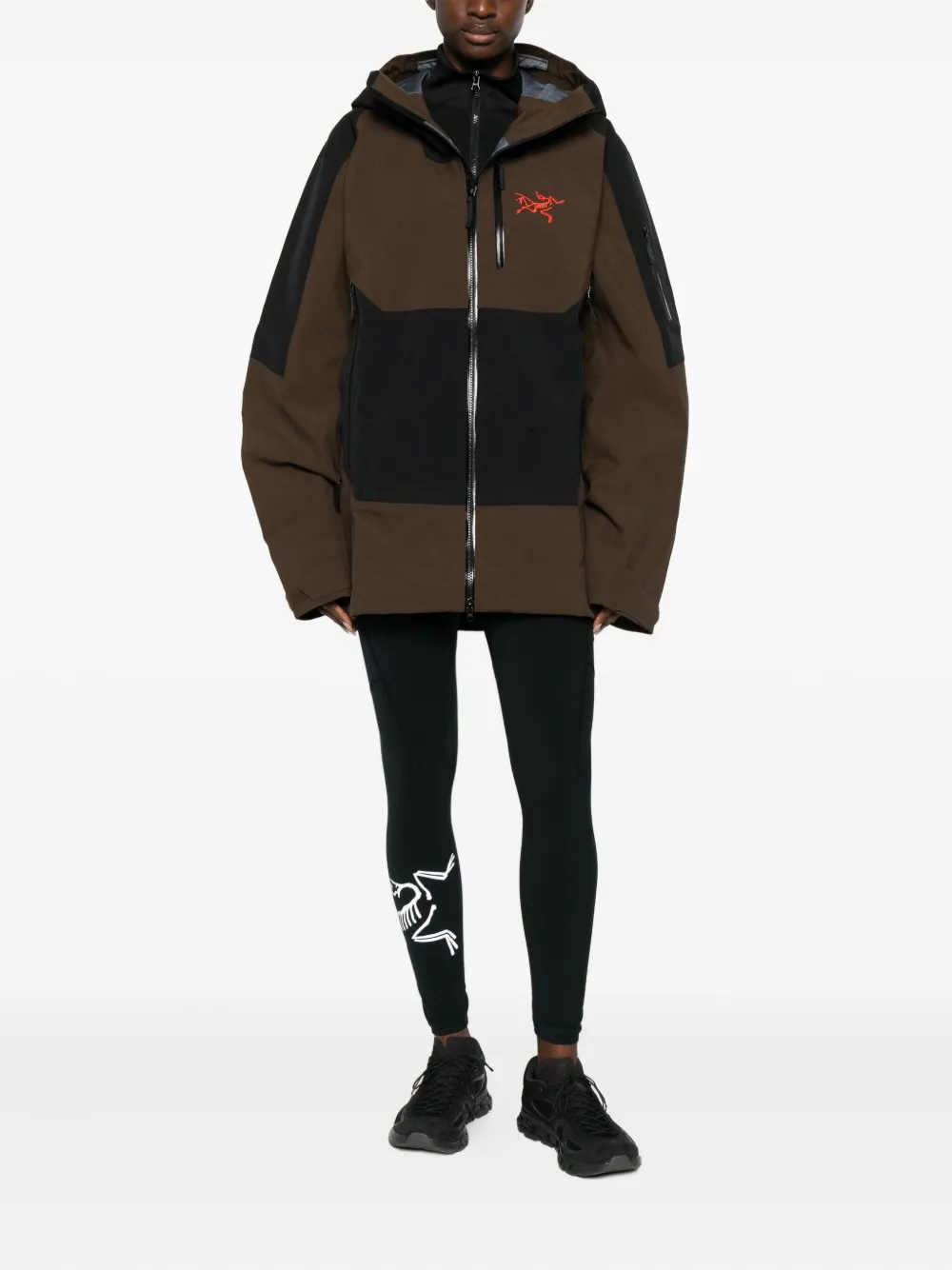 Arc'teryx Zipped Hooded Raincoat In Brown